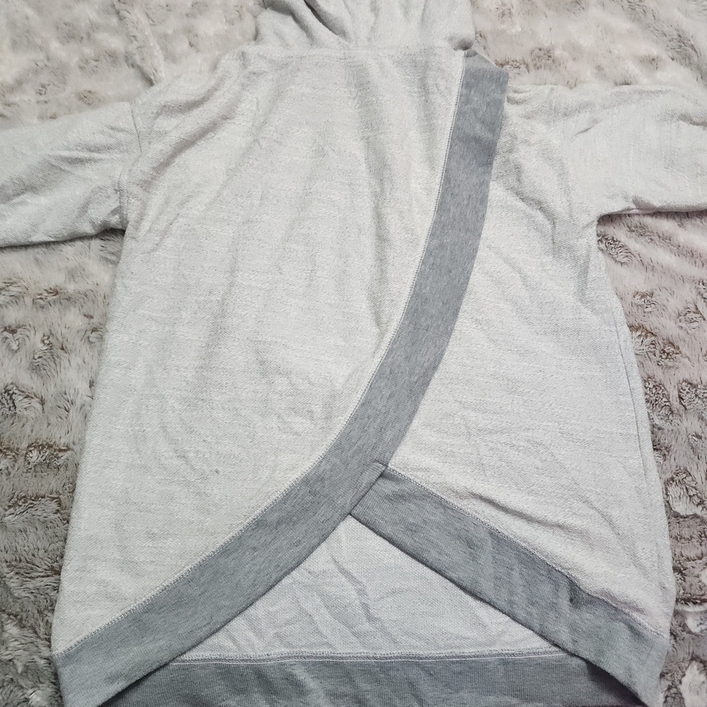 Gray and White Hooded Sweater